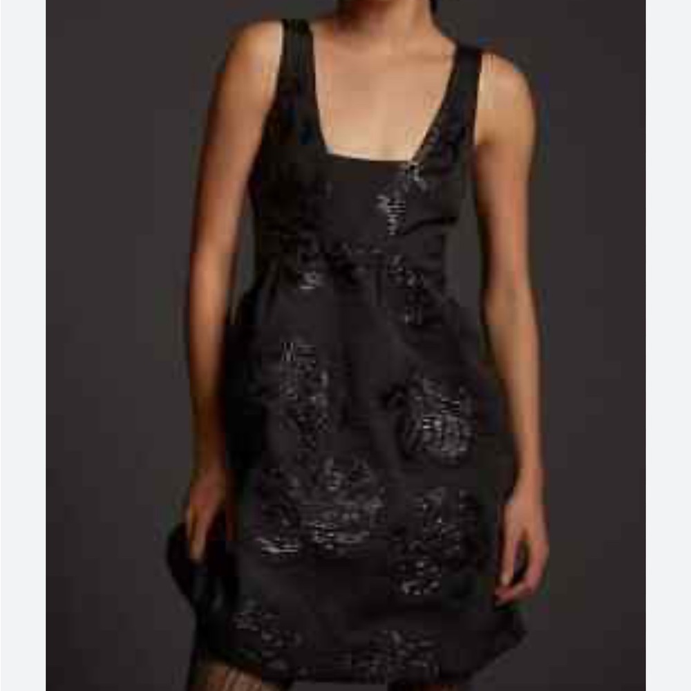 Anthropologie Maeve Black Jaquard Mini Dress